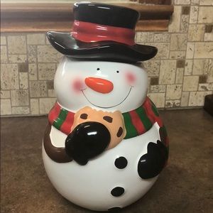 Happy Snowman Christmas Winter Cookie Jar